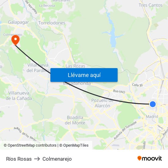 Ríos Rosas to Colmenarejo map