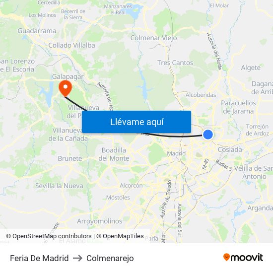 Feria De Madrid to Colmenarejo map