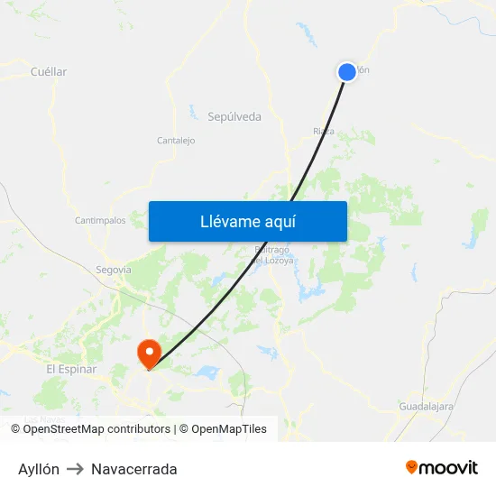 Ayllón to Navacerrada map