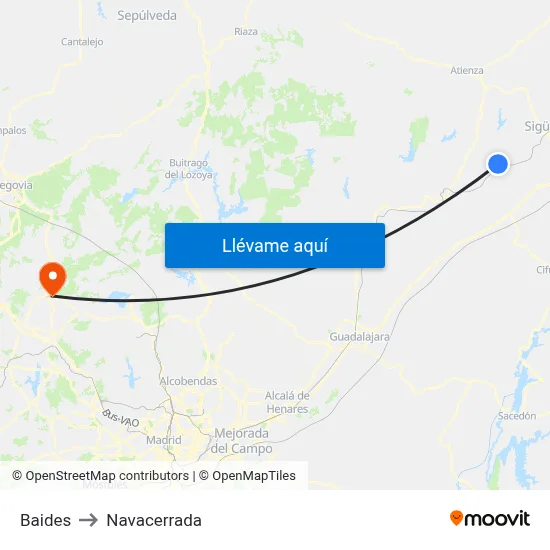 Baides to Navacerrada map