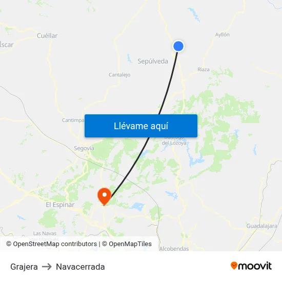 Grajera to Navacerrada map