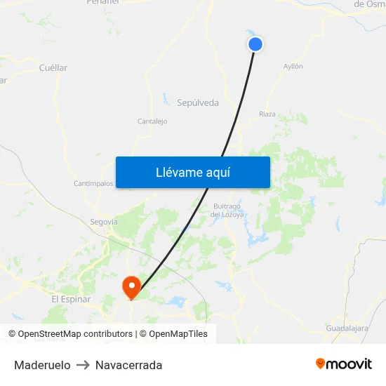 Maderuelo to Navacerrada map