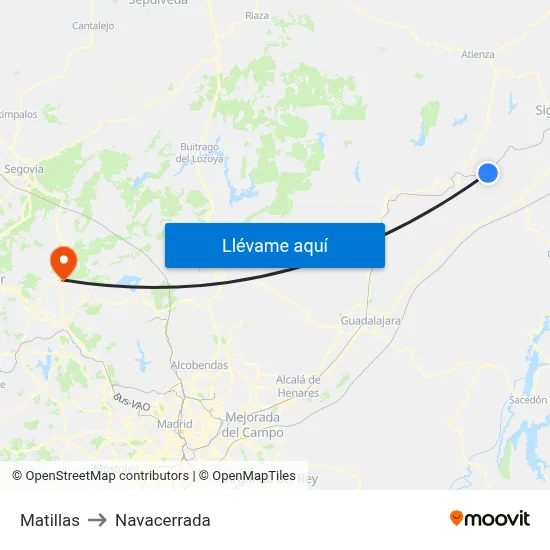 Matillas to Navacerrada map