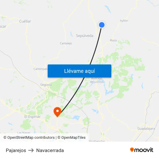 Pajarejos to Navacerrada map