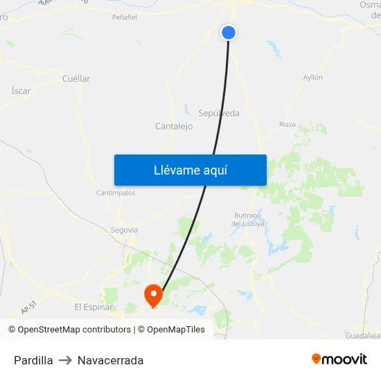 Pardilla to Navacerrada map