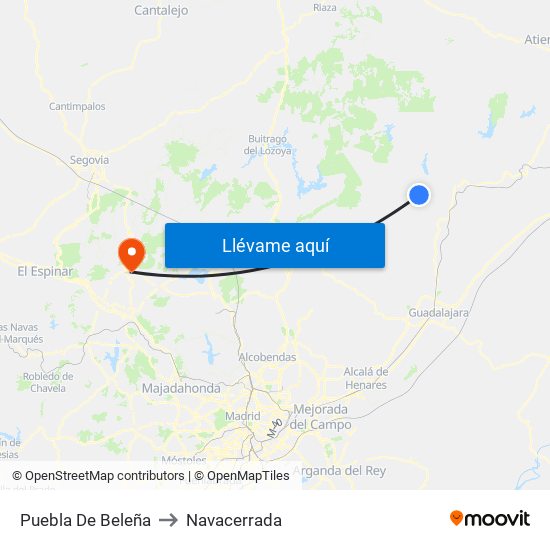 Puebla De Beleña to Navacerrada map