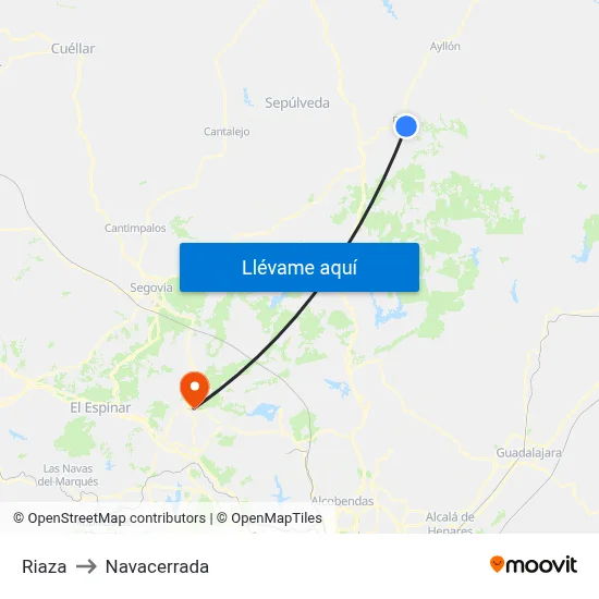 Riaza to Navacerrada map