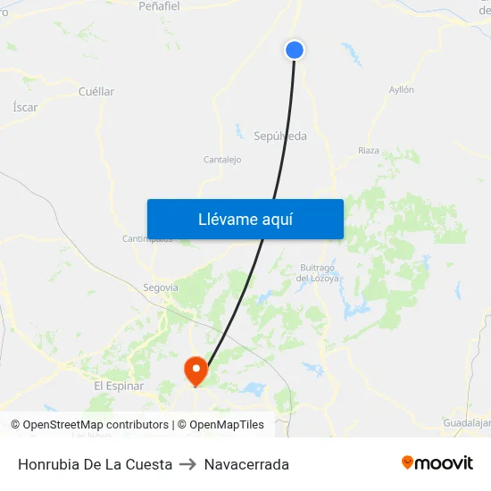 Honrubia De La Cuesta to Navacerrada map