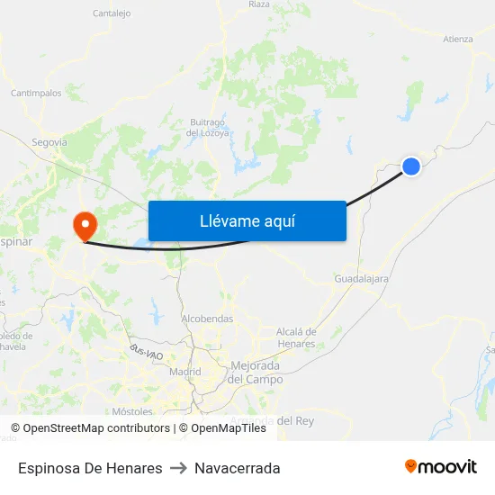 Espinosa De Henares to Navacerrada map