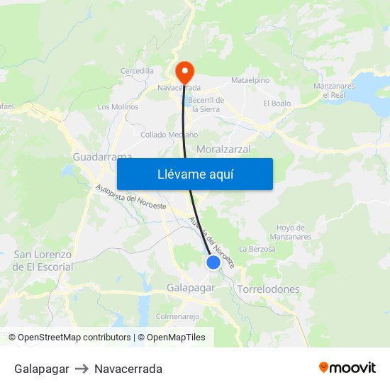 Galapagar to Navacerrada map