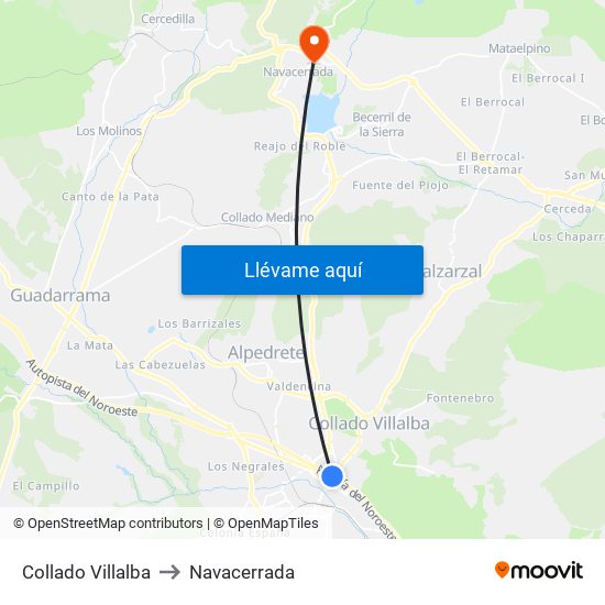 Collado Villalba to Navacerrada map