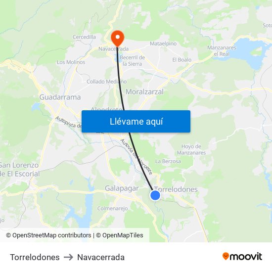 Torrelodones to Navacerrada map