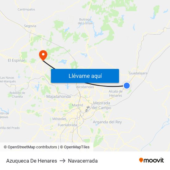 Azuqueca De Henares to Navacerrada map