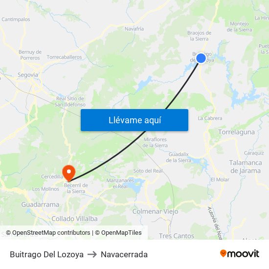 Buitrago Del Lozoya to Navacerrada map