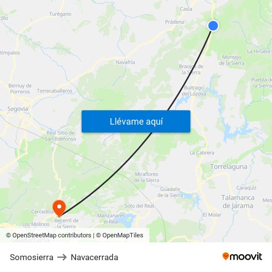 Somosierra to Navacerrada map