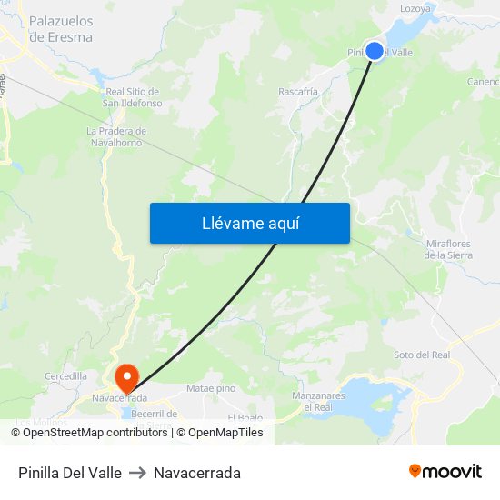Pinilla Del Valle to Navacerrada map
