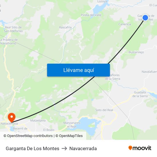 Garganta De Los Montes to Navacerrada map