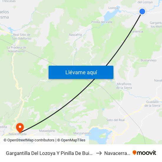 Gargantilla Del Lozoya Y Pinilla De Buitrago to Navacerrada map