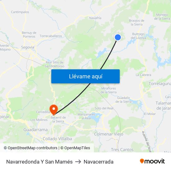 Navarredonda Y San Mamés to Navacerrada map