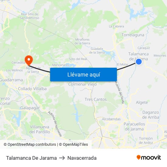 Talamanca De Jarama to Navacerrada map