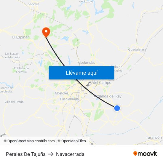 Perales De Tajuña to Navacerrada map