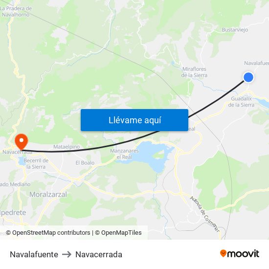 Navalafuente to Navacerrada map
