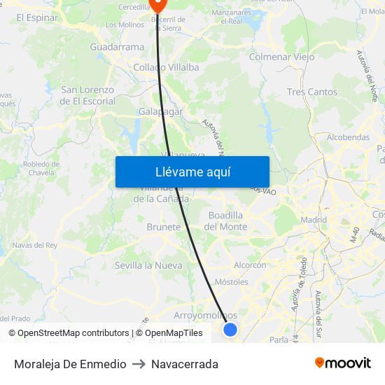 Moraleja De Enmedio to Navacerrada map