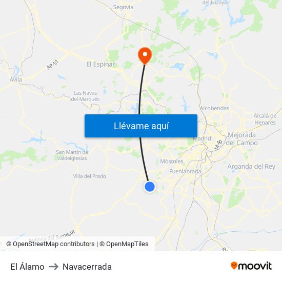 El Álamo to Navacerrada map
