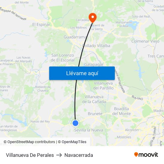 Villanueva De Perales to Navacerrada map