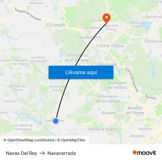 Navas Del Rey to Navacerrada map
