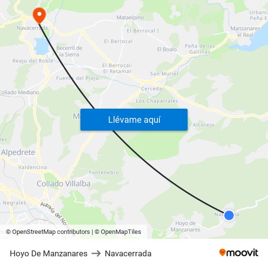 Hoyo De Manzanares to Navacerrada map