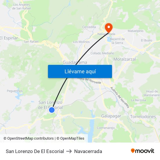 San Lorenzo De El Escorial to Navacerrada map