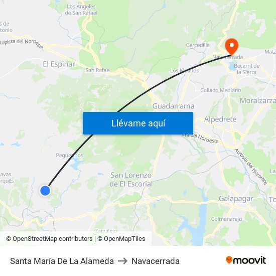 Santa María De La Alameda to Navacerrada map