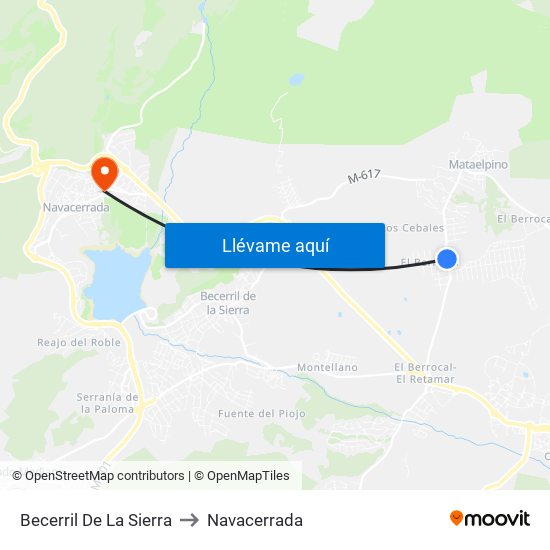 Becerril De La Sierra to Navacerrada map