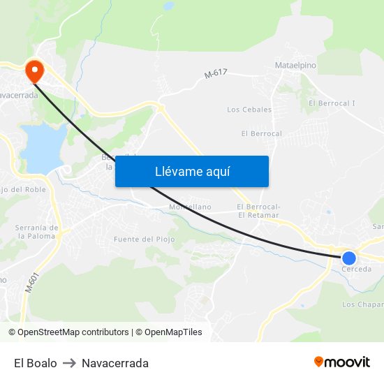 El Boalo to Navacerrada map