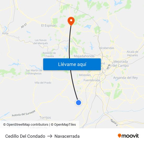 Cedillo Del Condado to Navacerrada map