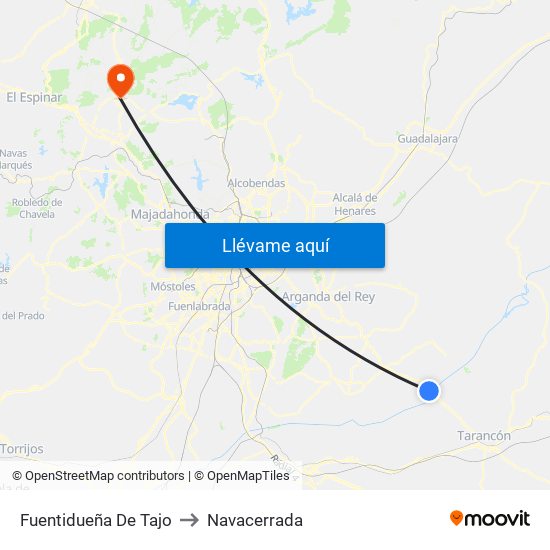 Fuentidueña De Tajo to Navacerrada map