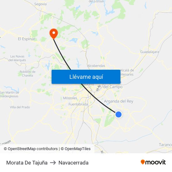 Morata De Tajuña to Navacerrada map