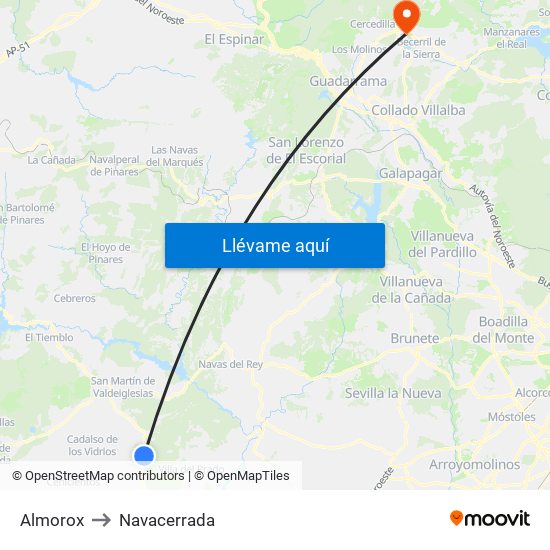 Almorox to Navacerrada map