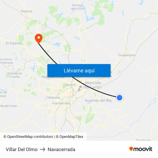 Villar Del Olmo to Navacerrada map