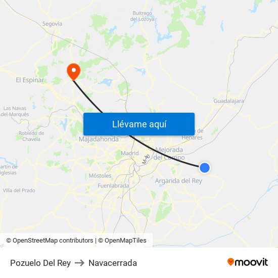 Pozuelo Del Rey to Navacerrada map