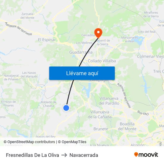 Fresnedillas De La Oliva to Navacerrada map