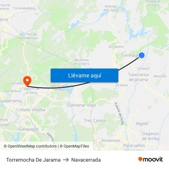 Torremocha De Jarama to Navacerrada map