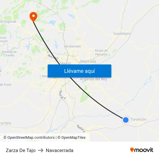Zarza De Tajo to Navacerrada map