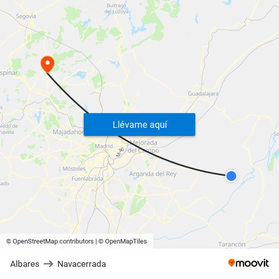Albares to Navacerrada map