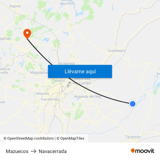 Mazuecos to Navacerrada map