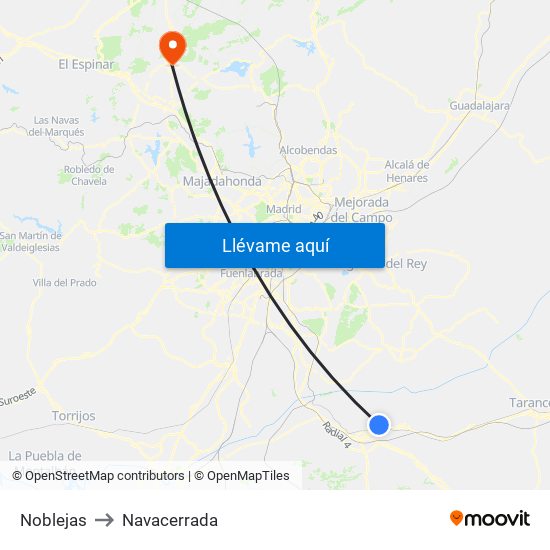 Noblejas to Navacerrada map