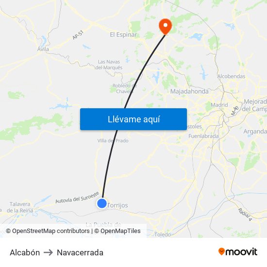 Alcabón to Navacerrada map