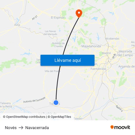 Novés to Navacerrada map