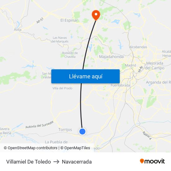 Villamiel De Toledo to Navacerrada map
